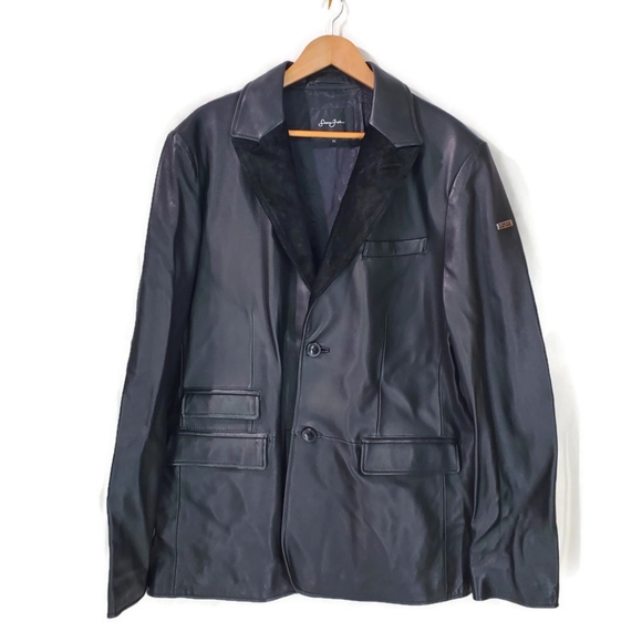 Sean John Other - Sean John Black Leather Suede Blazer Jacket VTG Men's XXL EUC Soft Heavy Lined